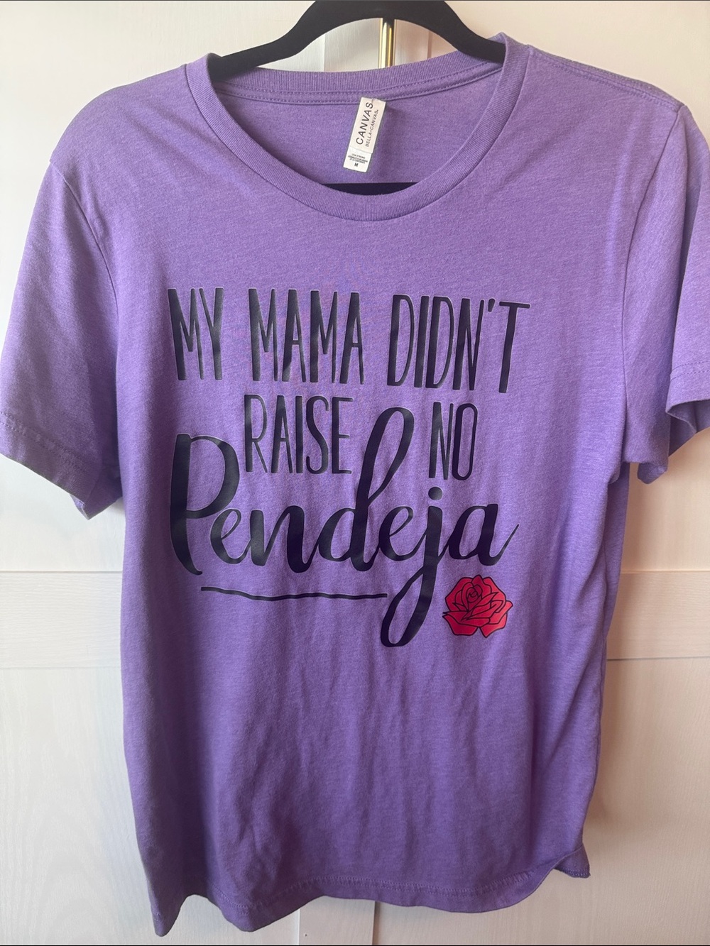 Bella Canvas Purple Graphic Tee - "My Mama Didn't Raise No Pendeja"